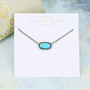 Kendra Scott Elisa Light Blue Kyocera Opal Necklace Gunmetal Tone